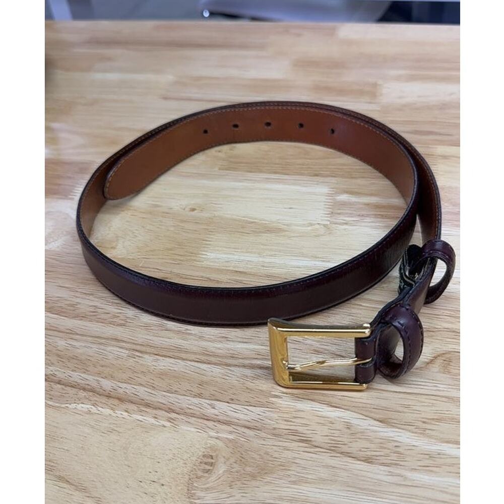 Cole Haan Brown Leather Belt with Gold Buckle Size 33